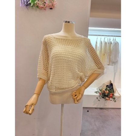보트넥 그물 니트