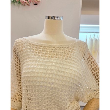 보트넥 그물 니트