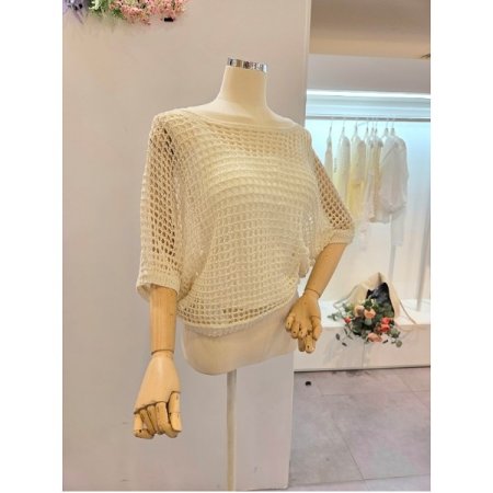 보트넥 그물 니트