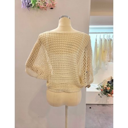 보트넥 그물 니트