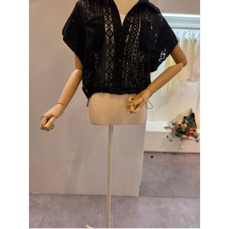 시스루 레이스 카라 셔츠
