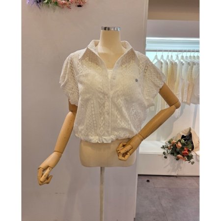 시스루 레이스 카라 셔츠