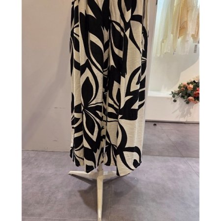 옆 리본 나염 와이드 팬츠