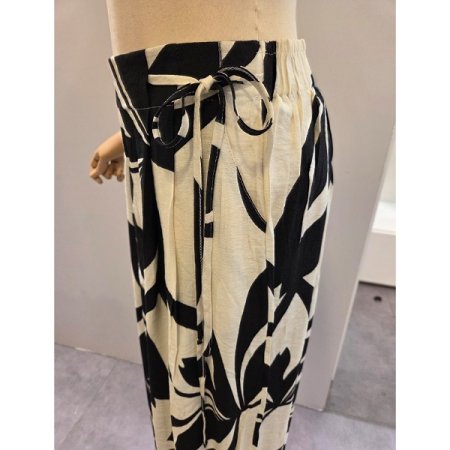 옆 리본 나염 와이드 팬츠