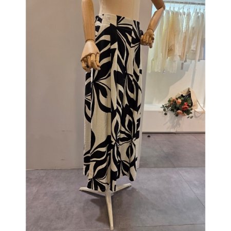 옆 리본 나염 와이드 팬츠