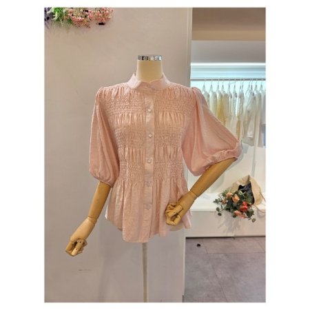 벌룬소매 셔링 블라우스