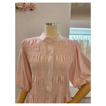 벌룬소매 셔링 블라우스