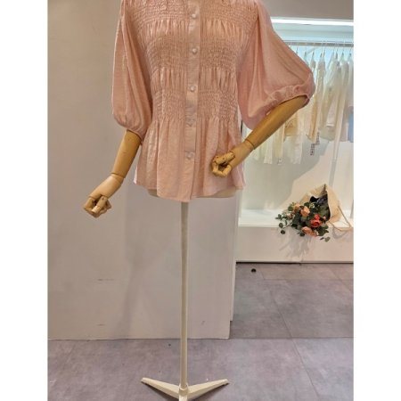 벌룬소매 셔링 블라우스