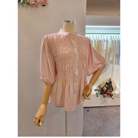 벌룬소매 셔링 블라우스