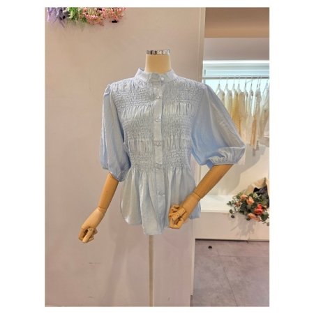 벌룬소매 셔링 블라우스