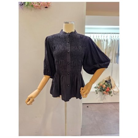 벌룬소매 셔링 블라우스