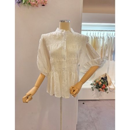벌룬소매 셔링 블라우스