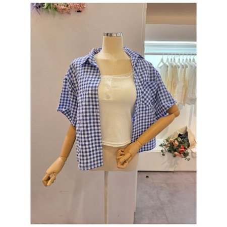 체크 숏 셔츠
