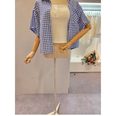 체크 숏 셔츠