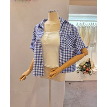 체크 숏 셔츠