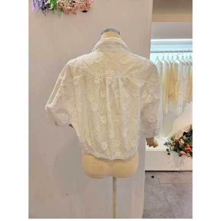 꽃 자수 스트링 셔츠