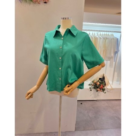 뒷 주름 린넨 셔츠