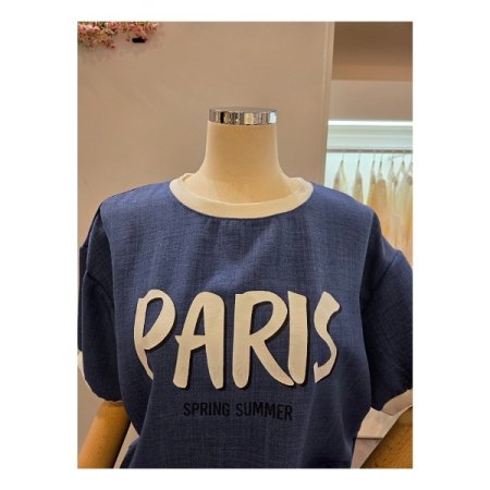 배색포인트 프린팅 티셔츠