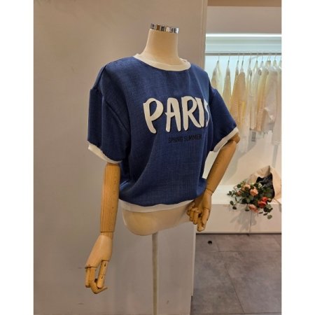 배색포인트 프린팅 티셔츠