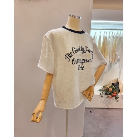 라운드넥 레터링 티셔츠