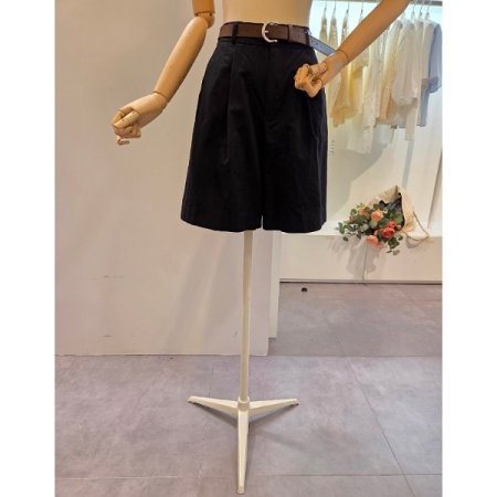 벨트 면 와이드 반바지