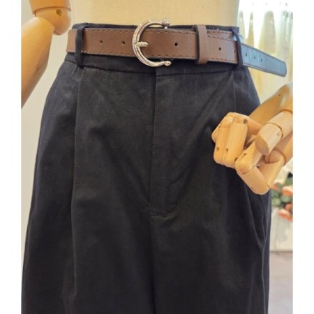 벨트 면 와이드 반바지