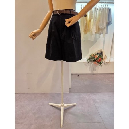 벨트 면 와이드 반바지