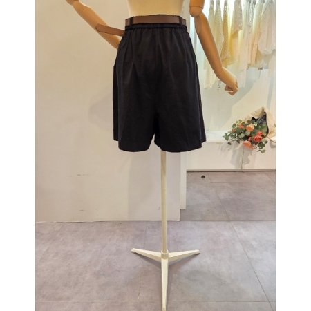 벨트 면 와이드 반바지