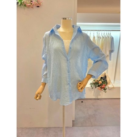 연체크 카라 루즈핏 셔츠