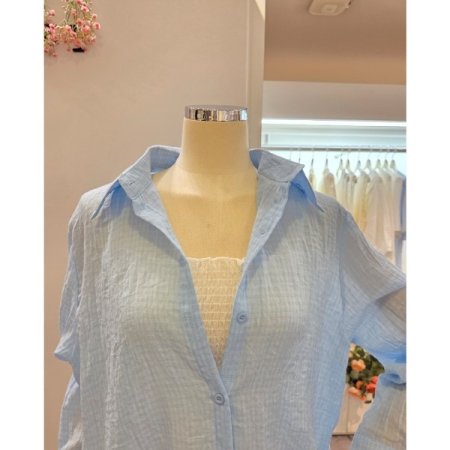 연체크 카라 루즈핏 셔츠