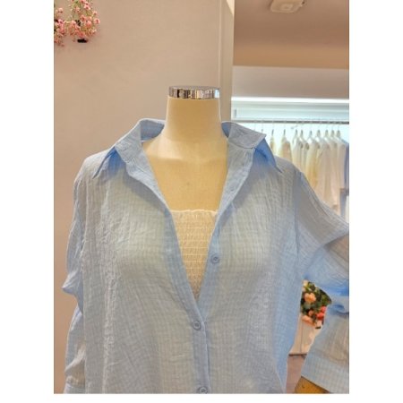 연체크 카라 루즈핏 셔츠