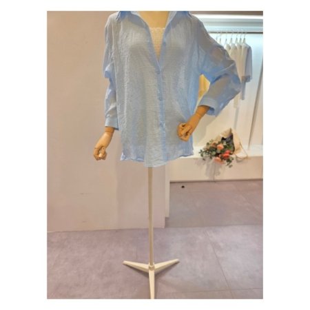 연체크 카라 루즈핏 셔츠