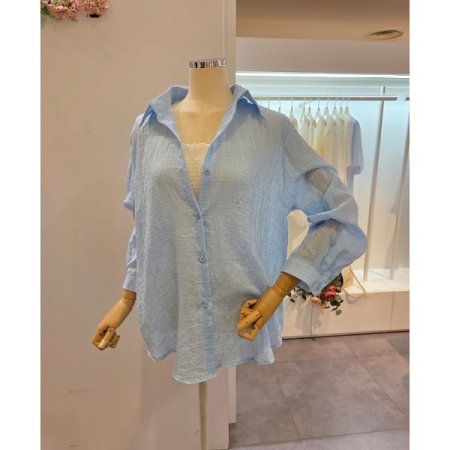 연체크 카라 루즈핏 셔츠