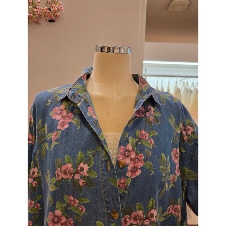 플라워 카라 청 셔츠