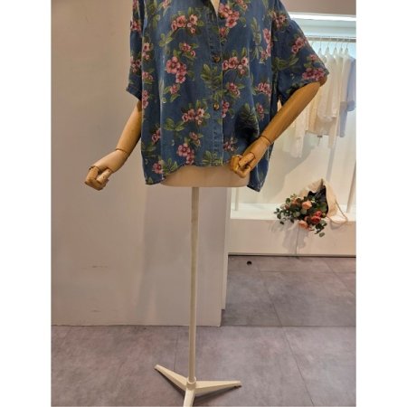 플라워 카라 청 셔츠