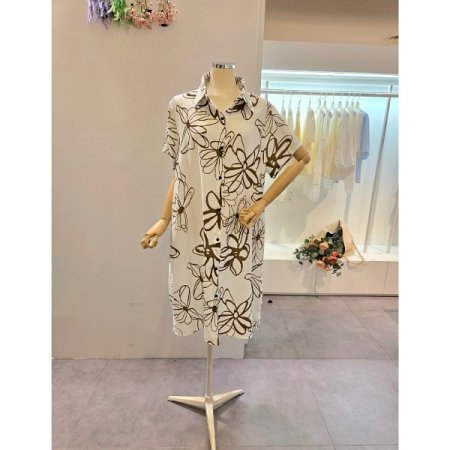 플라워 나염 셔츠 원피스