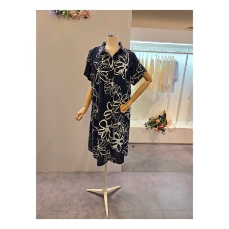 플라워 나염 셔츠 원피스