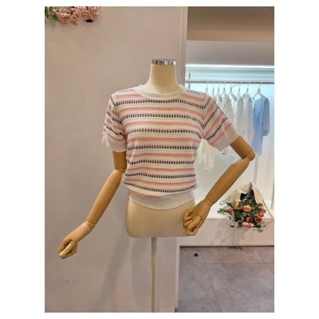 미니 패턴 라운드 니트