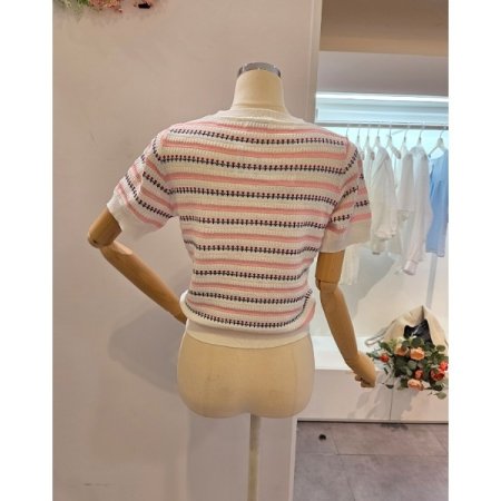 미니 패턴 라운드 니트