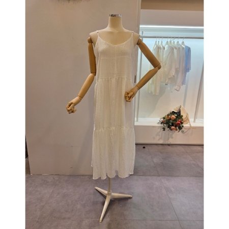 무지 롱 끈 원피스