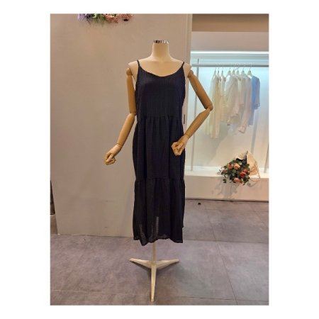 무지 롱 끈 원피스