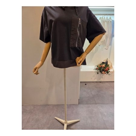 사이드 지퍼 후드 티셔츠