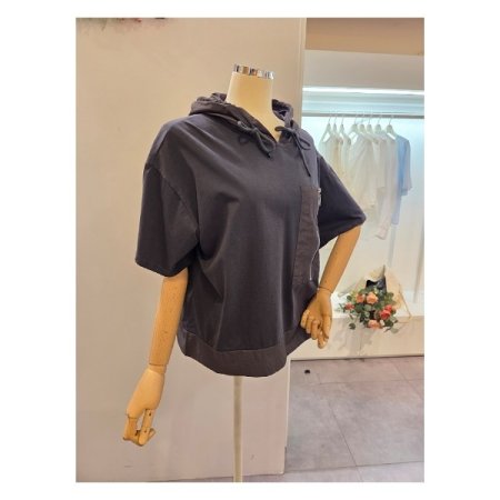 사이드 지퍼 후드 티셔츠