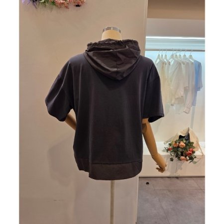 사이드 지퍼 후드 티셔츠