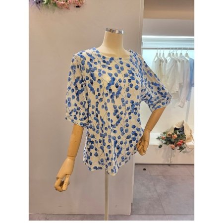 컬러 나뭇잎 블라우스