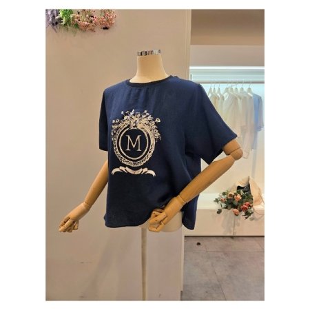 M레터링 라운드 티셔츠