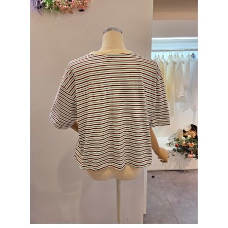 오버핏 레터링 스트라이프 티셔츠