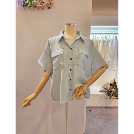 양포켓 롤업 카라 셔츠