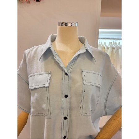 양포켓 롤업 카라 셔츠