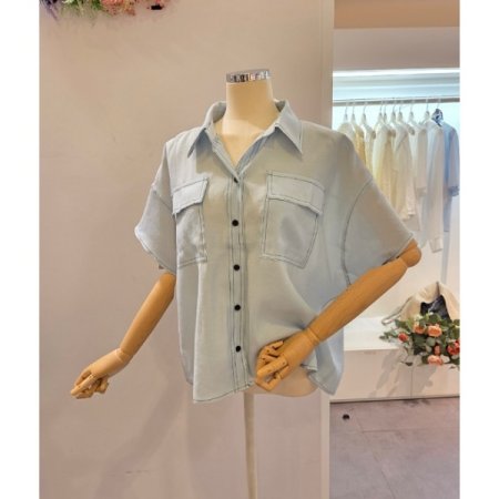 양포켓 롤업 카라 셔츠